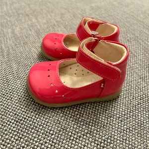 EMEL baby pink patent leather ballerina shoes